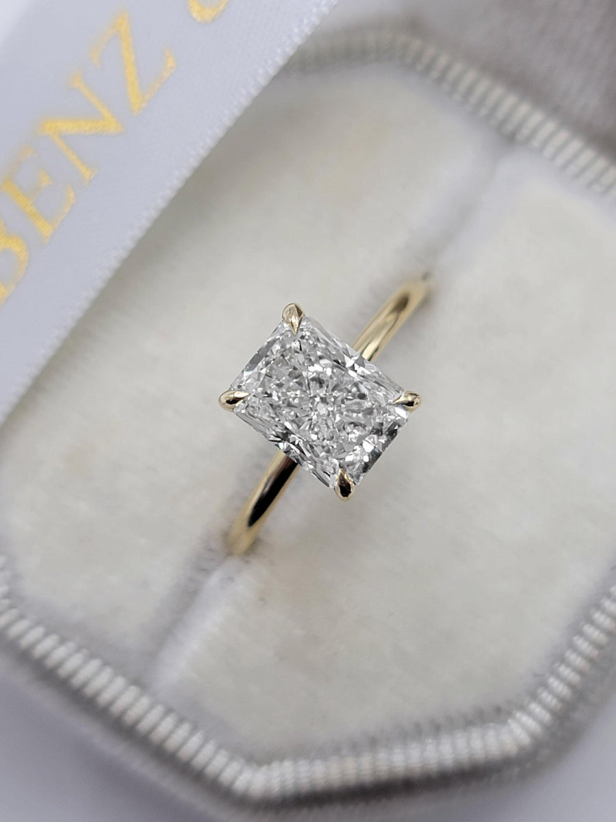 2 Carat Lab Grown Solitaire Radiant Cut Diamond Engagement Ring - BenzDiamonds