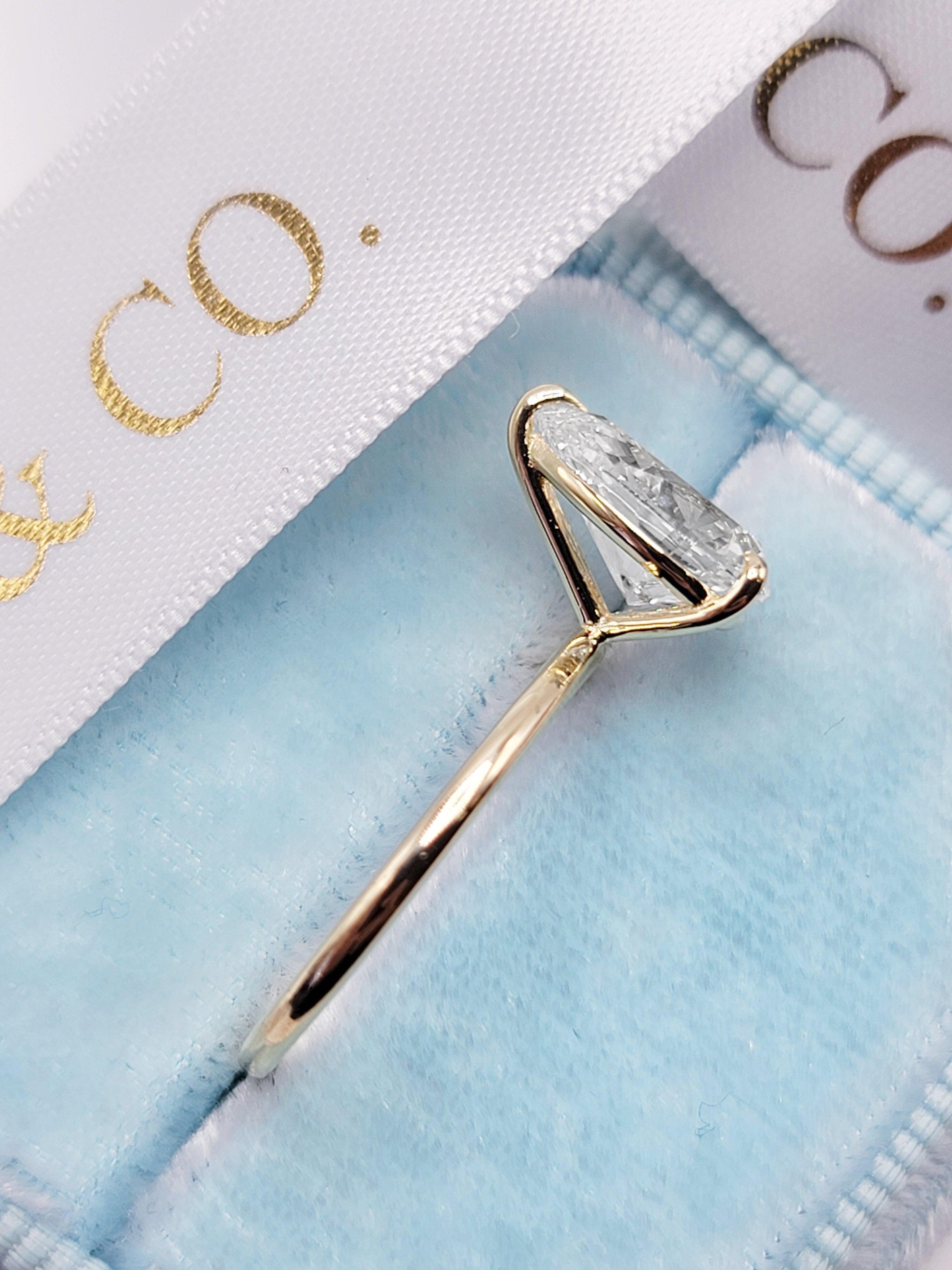 2 Carat Lab Grown Pear Shape Solitaire Diamond Engagement Ring - BenzDiamonds