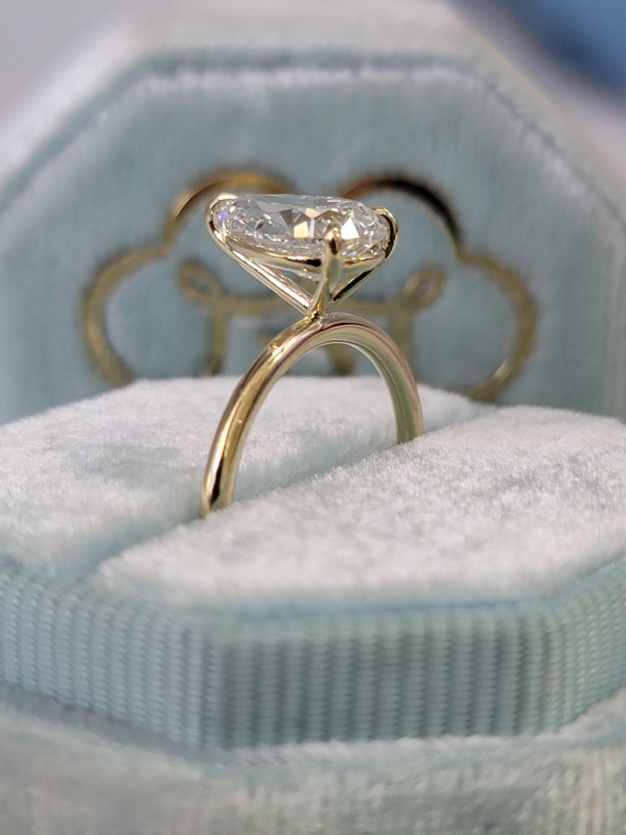 2 Carat Lab Grown Pear Shape Solitaire Diamond Engagement Ring - BenzDiamonds