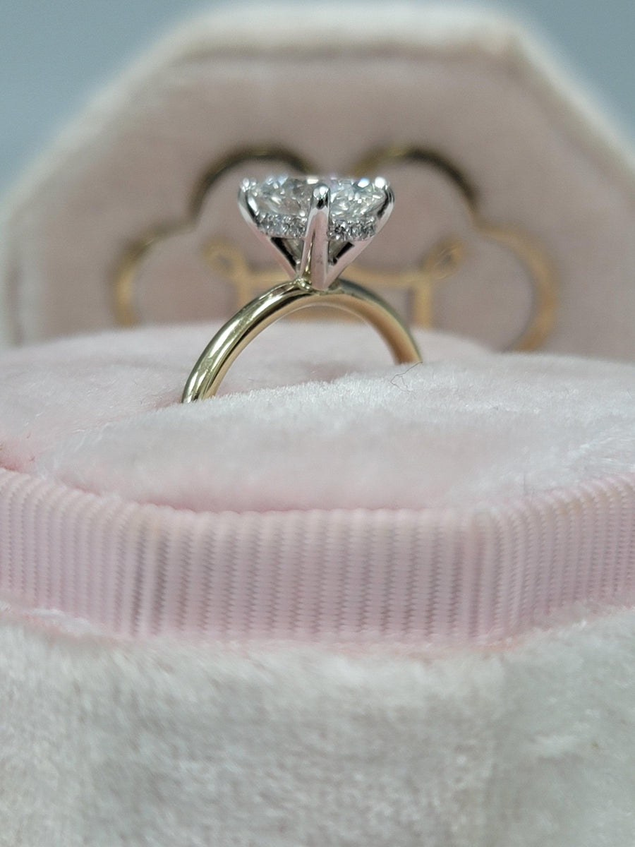 1.15 Carats Lab Grown Oval Cut Two Tone Solitaire Hidden Halo Diamond Engagement Ring - BenzDiamonds