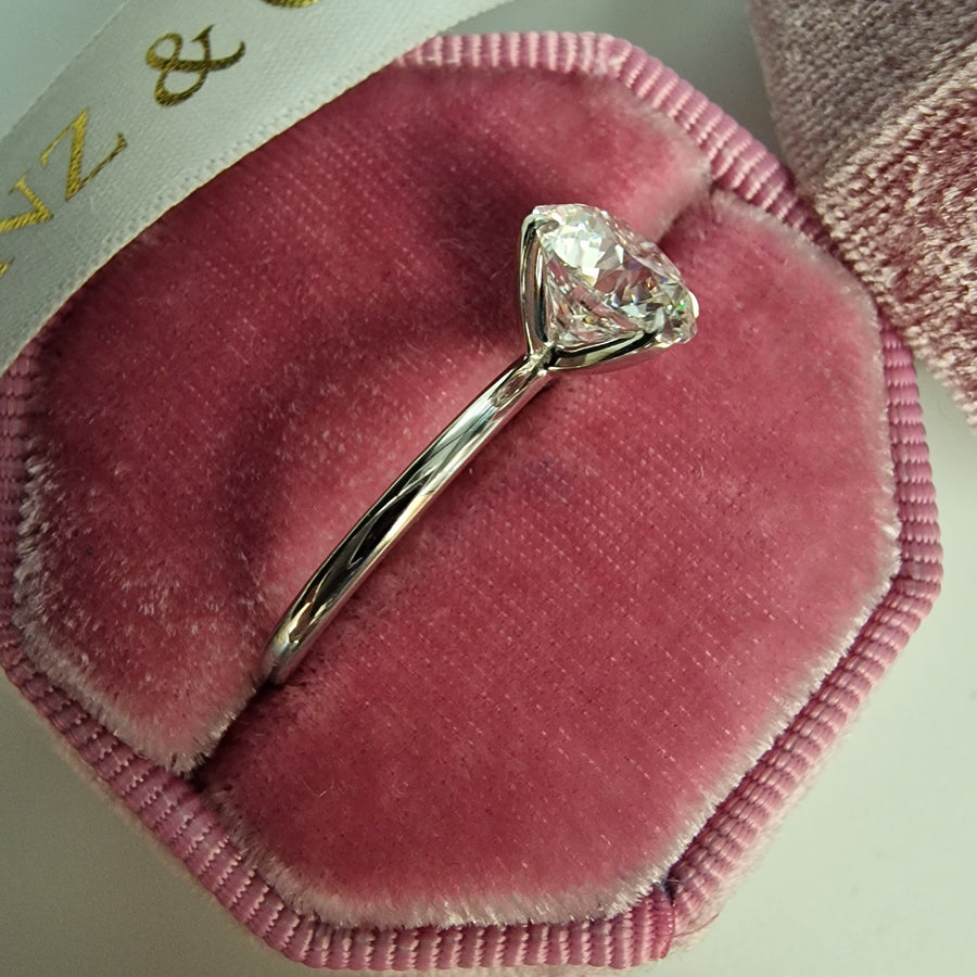 1.50 Carat Lab Grown Round Brilliant Cut Solitaire Diamond Engagement Ring in White Gold