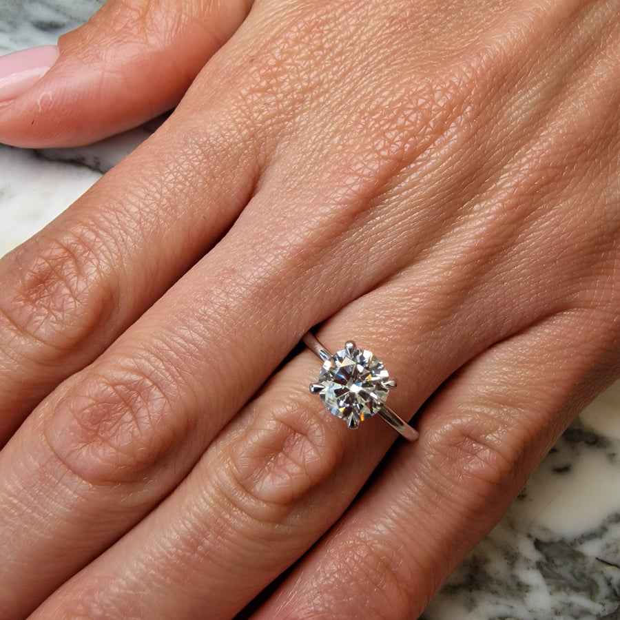 1.50 Carat Lab Grown Round Brilliant Cut Solitaire Diamond Engagement Ring in White Gold