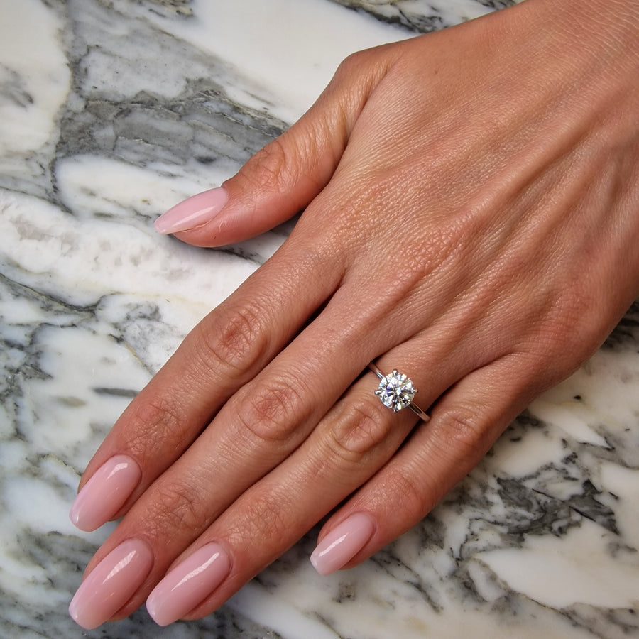 1.50 Carat Lab Grown Round Brilliant Cut Solitaire Diamond Engagement Ring in White Gold