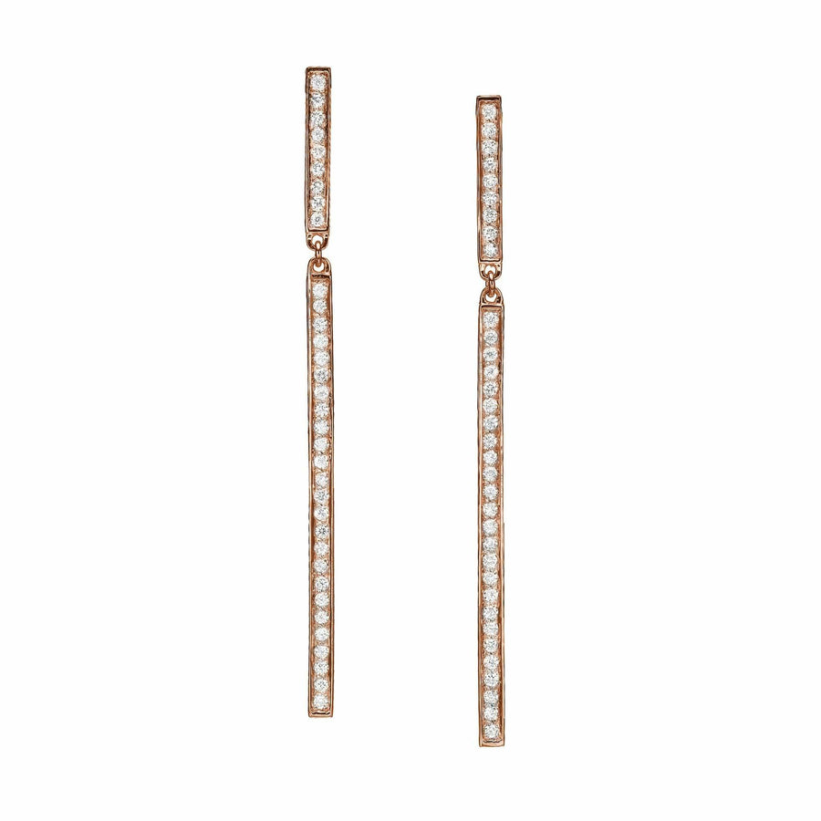 Pave Diamond Bar Drop Earrings - BenzDiamonds