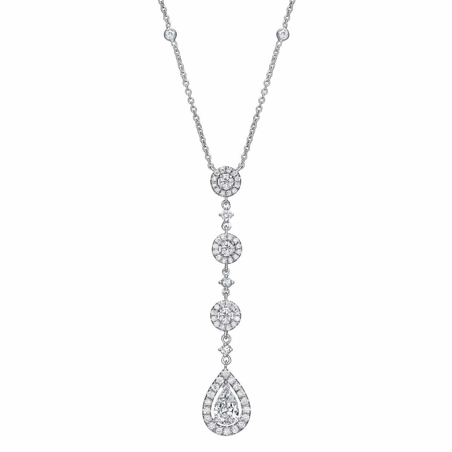 Pearfection 1.30 ct Drop Pendant of Diamonds in 18K White Gold - BenzDiamonds