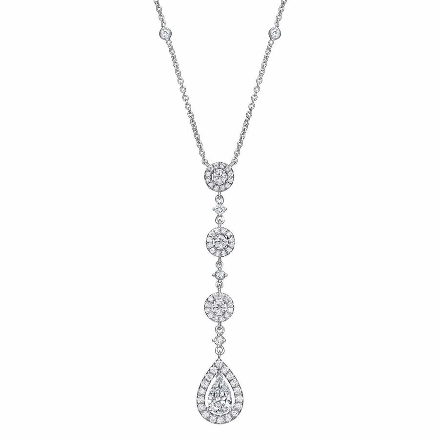 Pearfection 1.30 ct Drop Pendant of Diamonds in 18K White Gold - BenzDiamonds