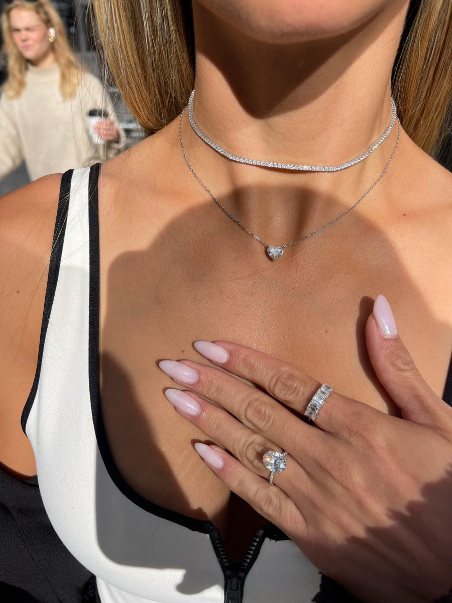 Heart Bezel Diamond Tennis Necklace | Wedding & Bridal Jewelry | Anye  Designs