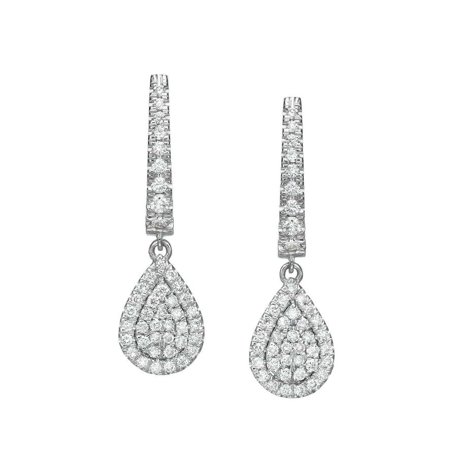 Pear Shaped Diamond Cluster Dangle Earrings - BenzDiamonds