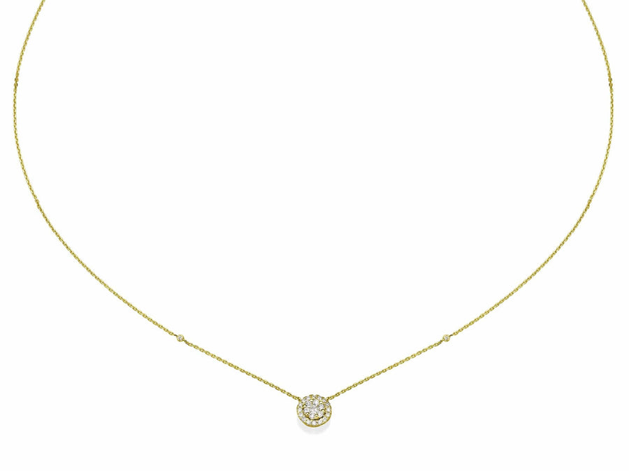 Big Round Shaped Diamond Cluster Pendant Necklace - BenzDiamonds