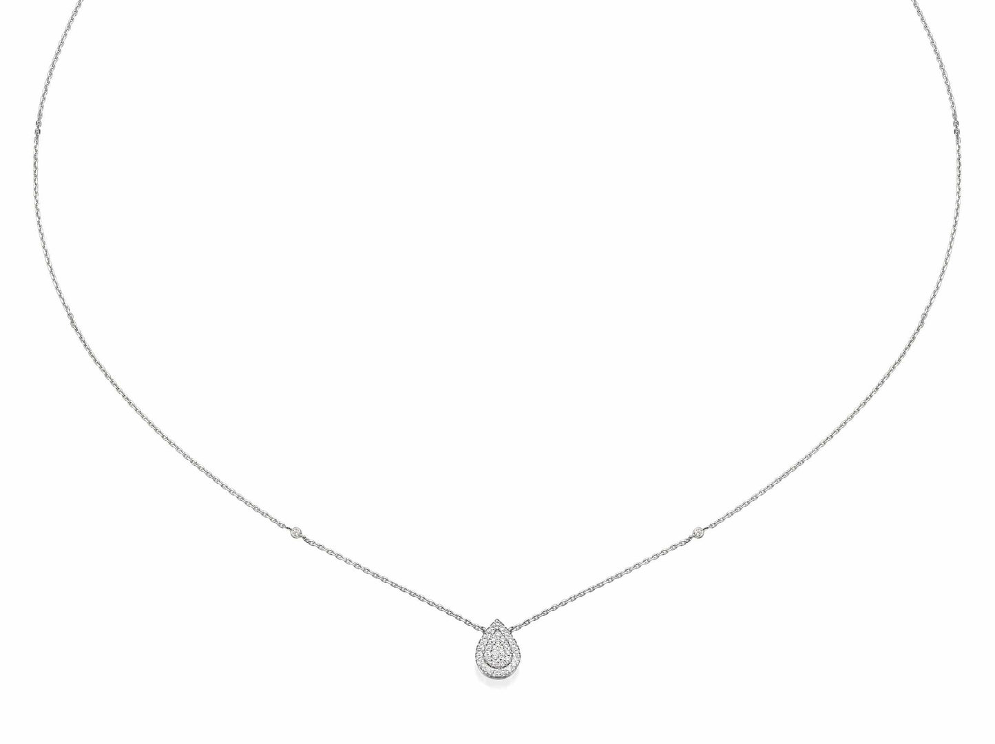 Pear Shaped Diamond Cluster Pendant Necklace - BenzDiamonds