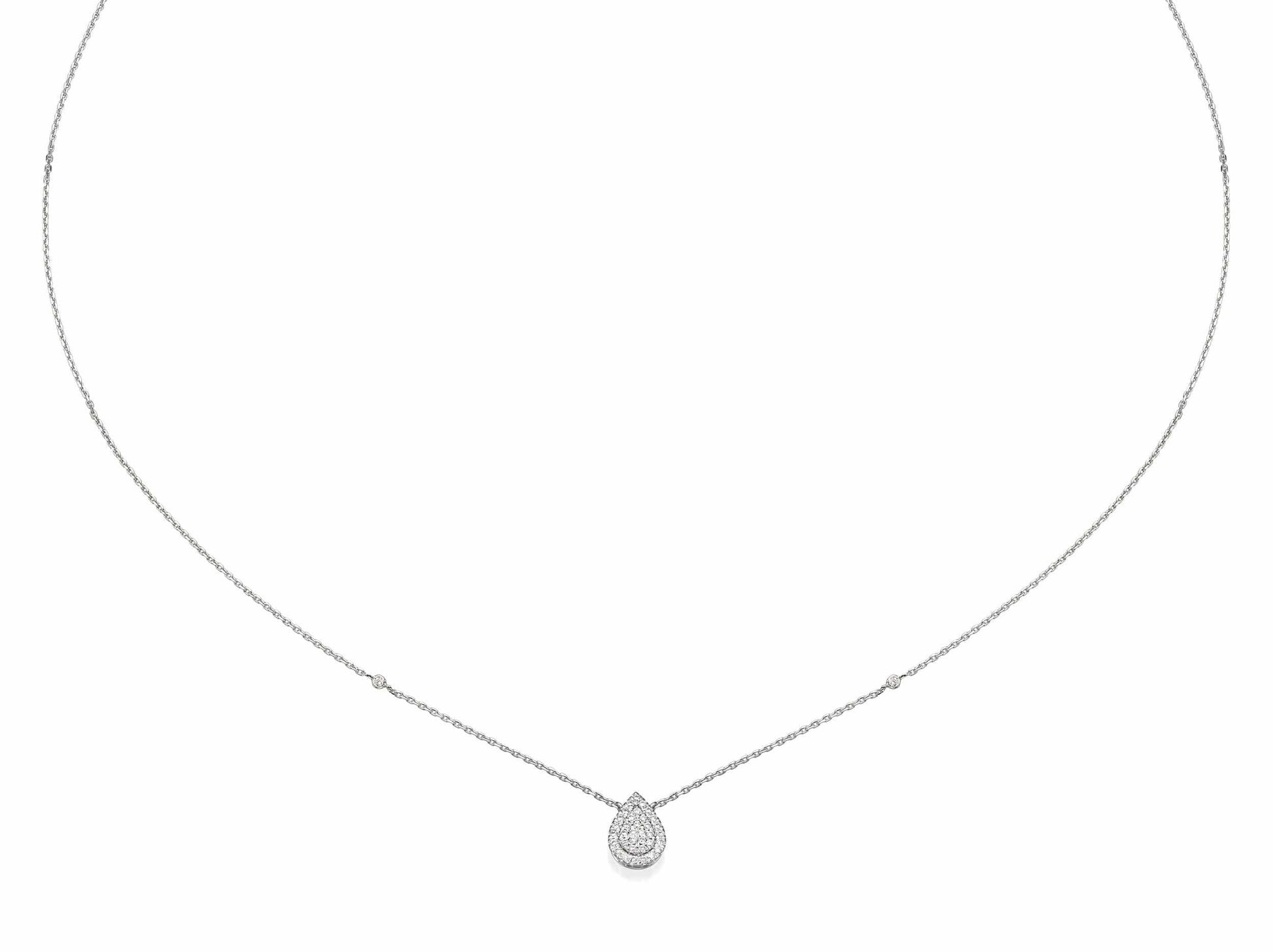 Pear Shaped Diamond Cluster Pendant Necklace - BenzDiamonds