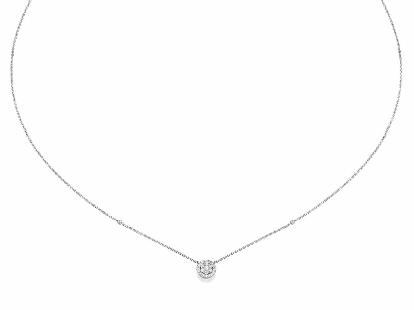 Round Shaped Diamond Cluster Pendant Necklace - BenzDiamonds