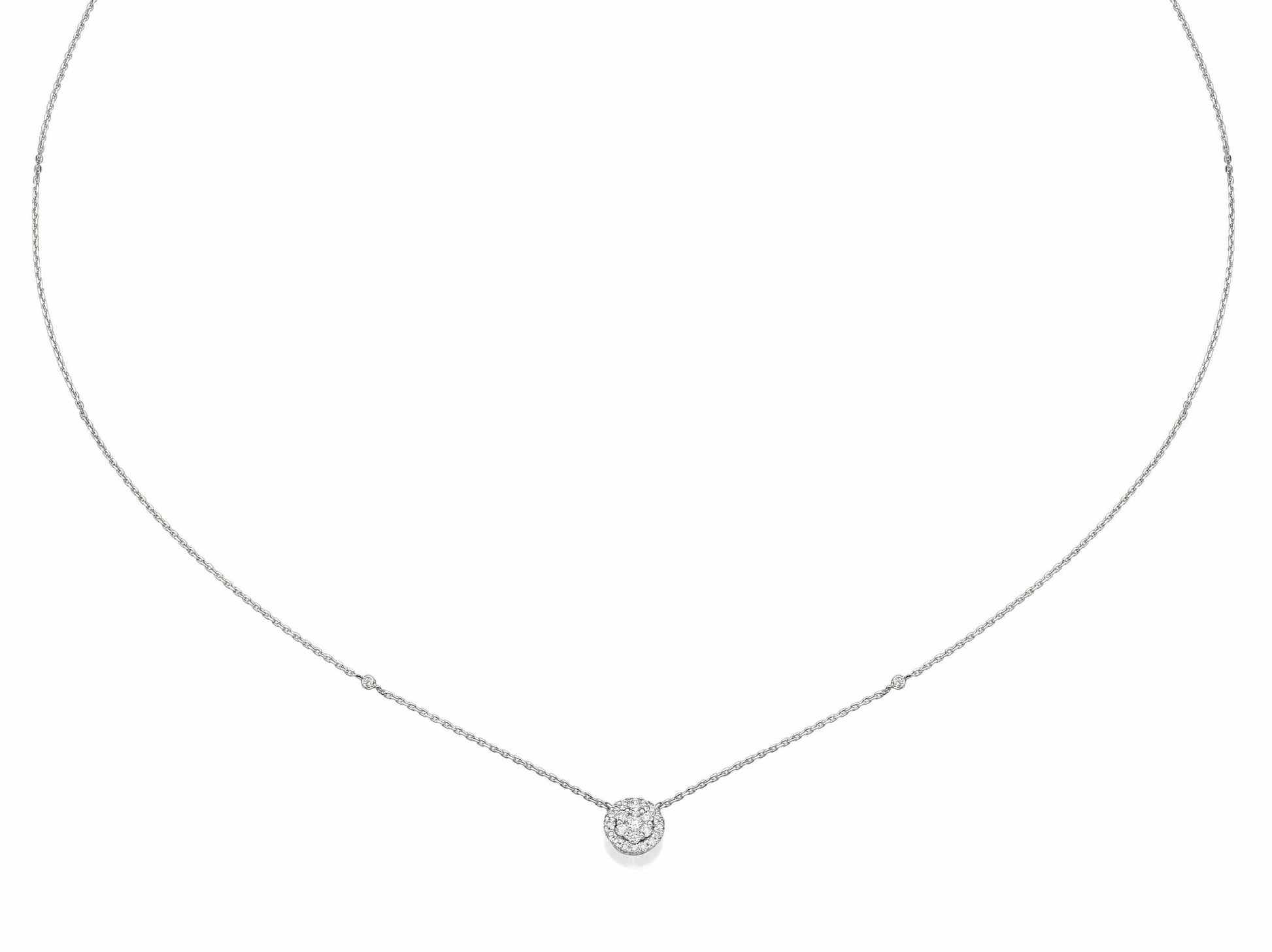 Round Shaped Diamond Cluster Pendant Necklace - BenzDiamonds