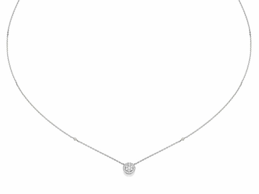Round Shaped Diamond Cluster Pendant Necklace - BenzDiamonds