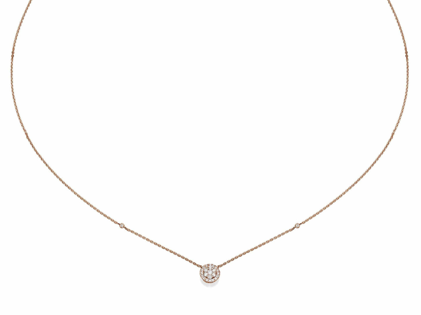 Round Shaped Diamond Cluster Pendant Necklace - BenzDiamonds