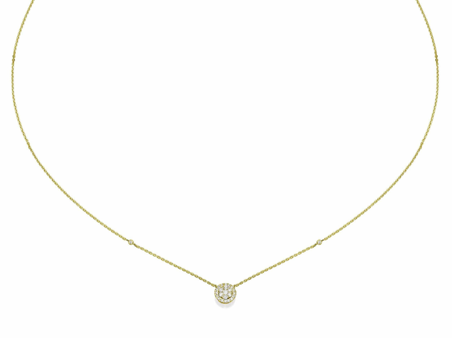 Round Shaped Diamond Cluster Pendant Necklace - BenzDiamonds