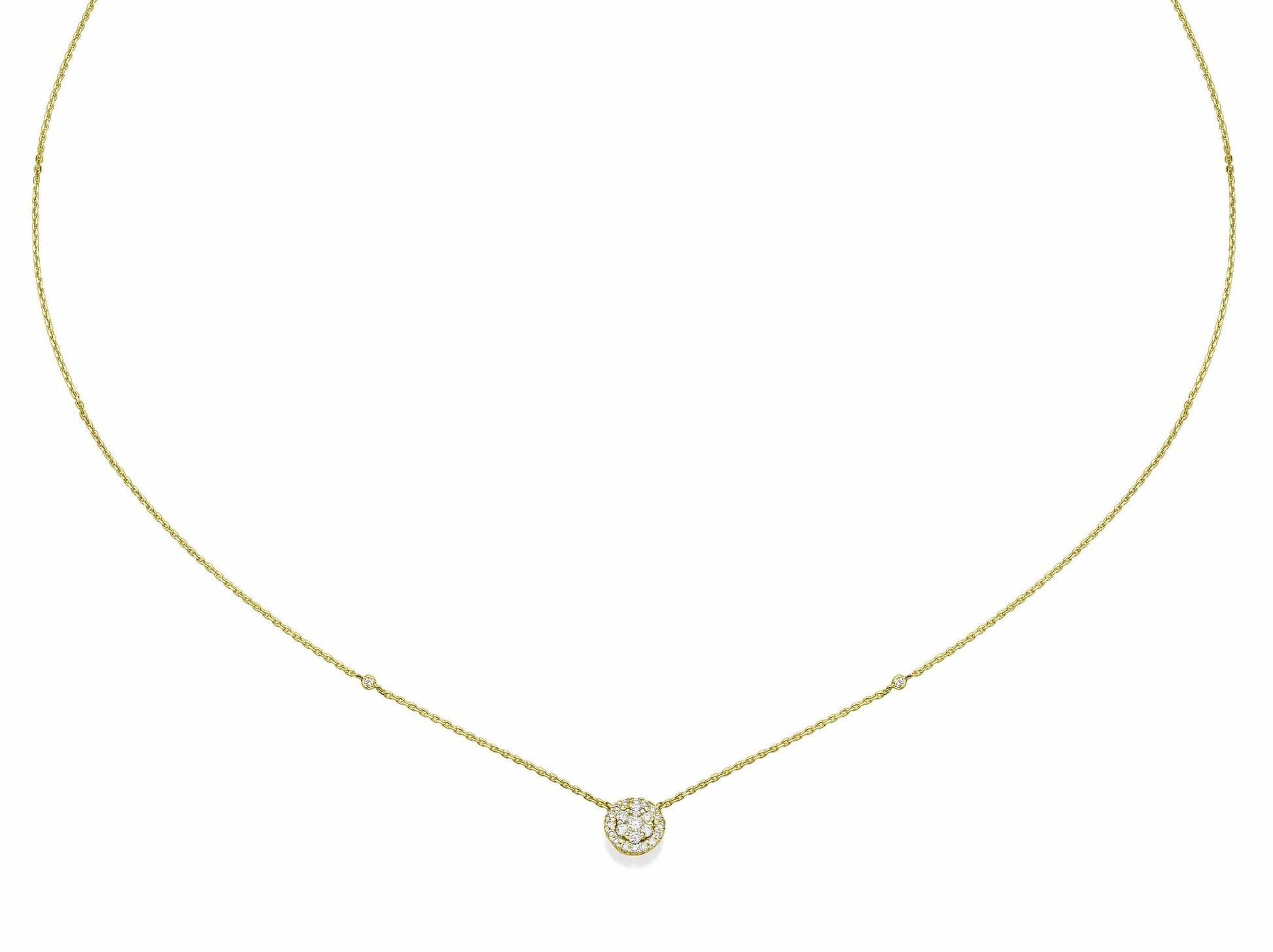 Round Shaped Diamond Cluster Pendant Necklace - BenzDiamonds