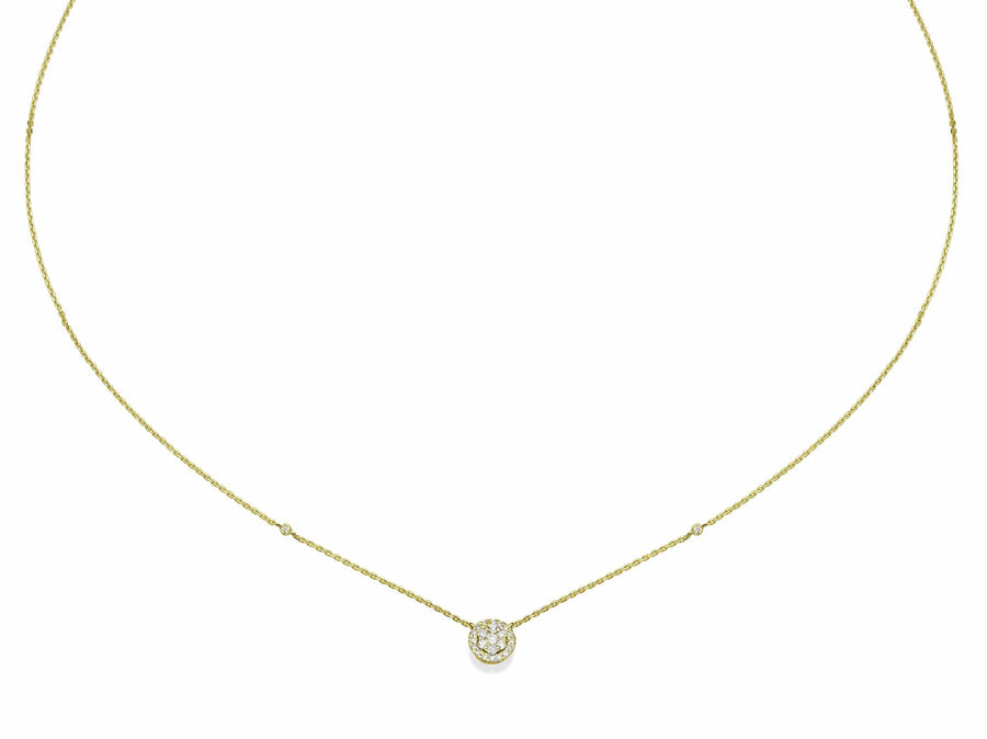 Round Shaped Diamond Cluster Pendant Necklace - BenzDiamonds