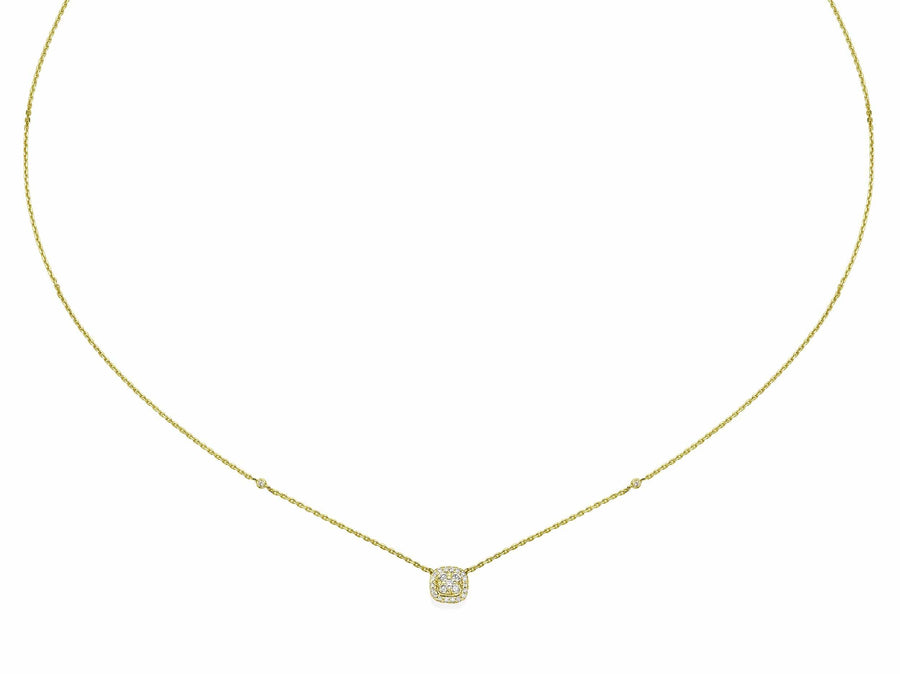 Cushion Shaped Diamond Cluster Pendant Necklace - BenzDiamonds