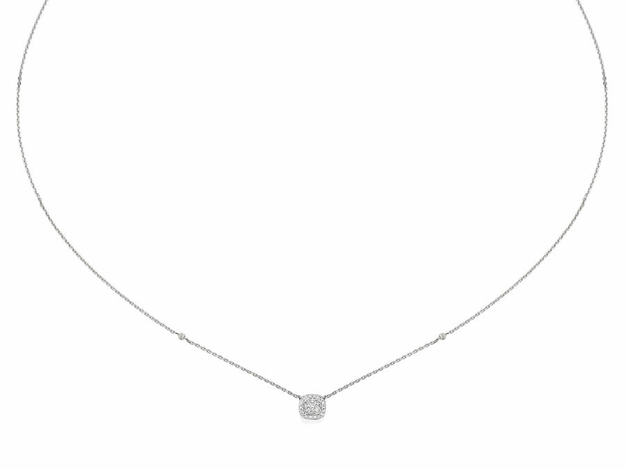 Cushion Shaped Diamond Cluster Pendant Necklace - BenzDiamonds