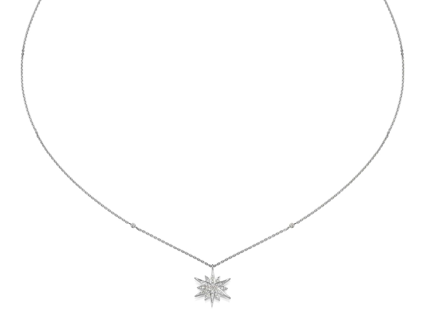 Mid Size Star Diamond Pendant Necklace - BenzDiamonds
