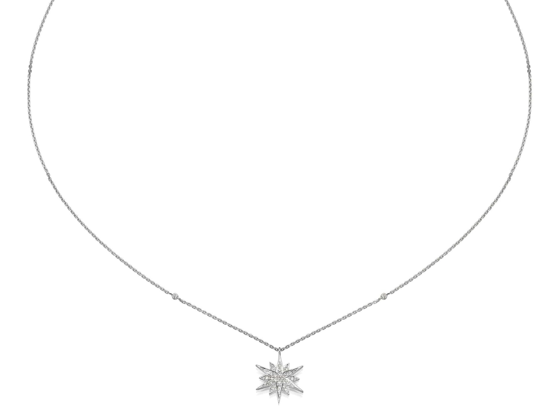 Mid Size Star Diamond Pendant Necklace - BenzDiamonds