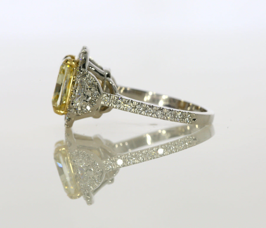 5.25 ct Fancy Yellow Cushion Cut Diamond Engagement Ring - BenzDiamonds
