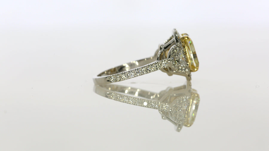 5.25 ct Fancy Yellow Cushion Cut Diamond Engagement Ring - BenzDiamonds