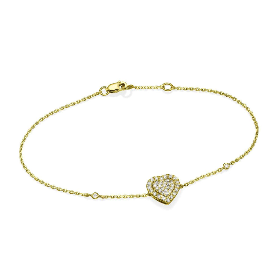 Big Heart Shaped Diamond Cluster Bracelet In 18K Gold - BenzDiamonds
