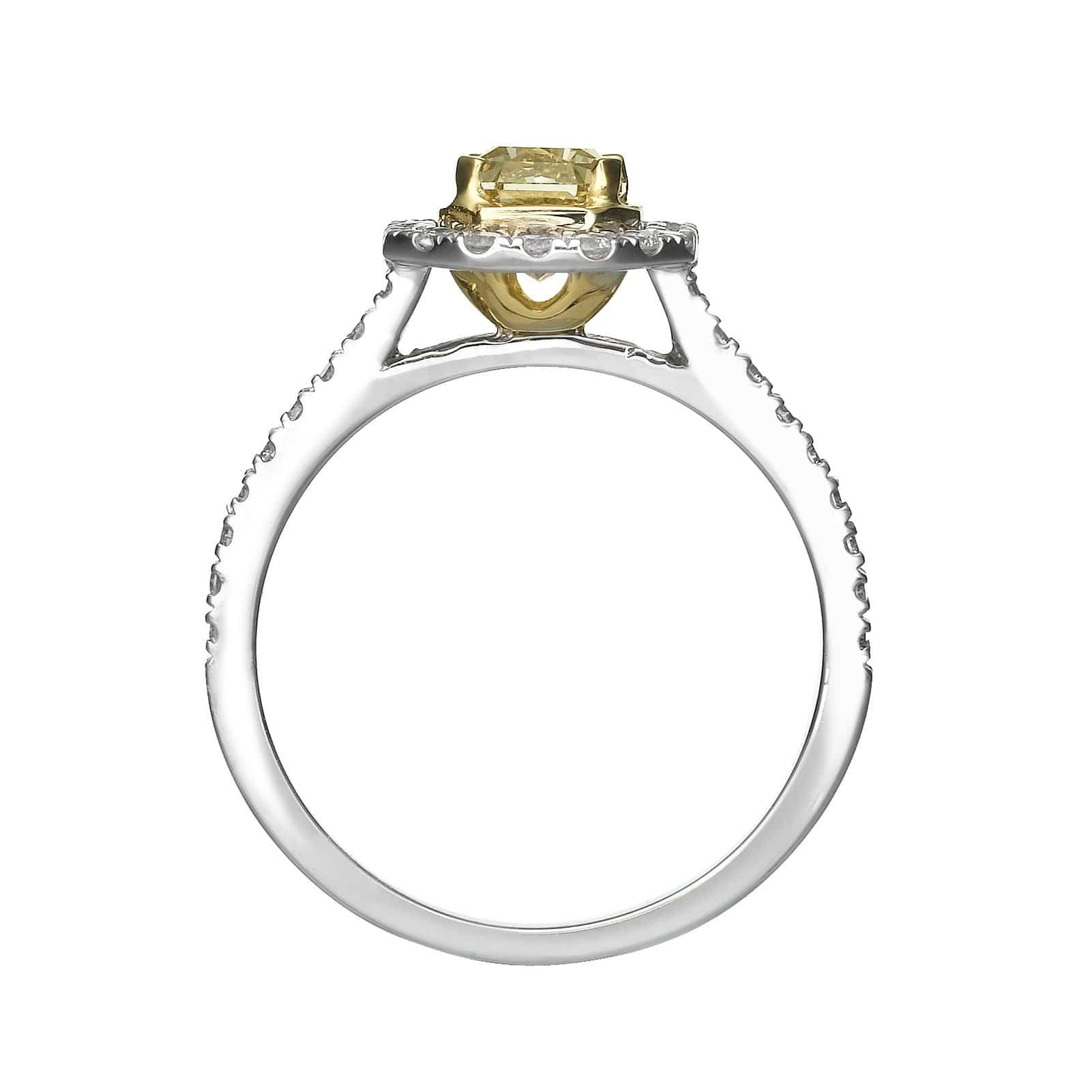 1.42 ct Fancy Yellow Cushion Cut Diamond Engagement Ring - BenzDiamonds