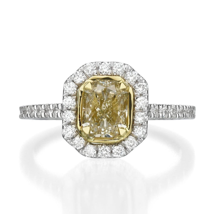 1.40 ct Fancy Intense Yellow Radiant Cut Diamond Engagement Ring - BenzDiamonds