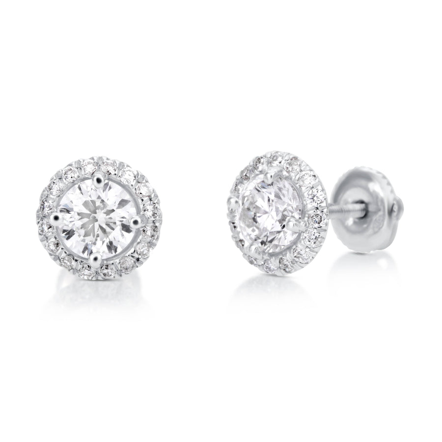 1.40 ct Round Cut Diamond Stud Earrings - BenzDiamonds