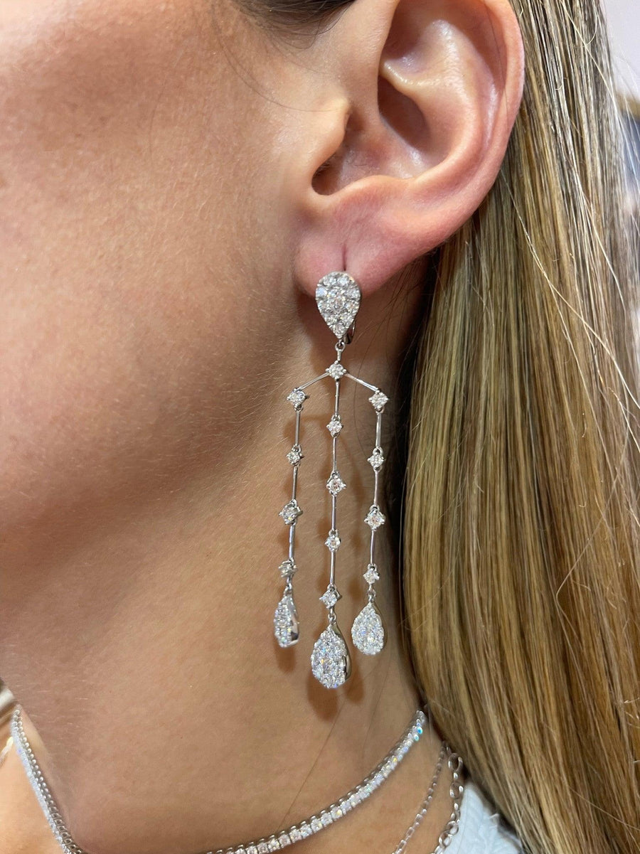 6.12 ct Illusion Set Chandelier Earrings - BenzDiamonds