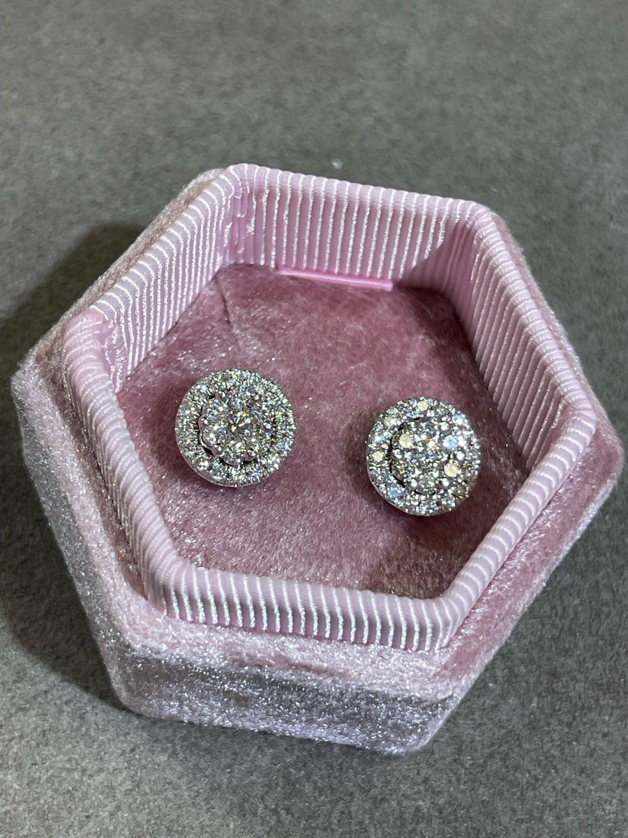 Round Diamond Cluster Earrings - BenzDiamonds