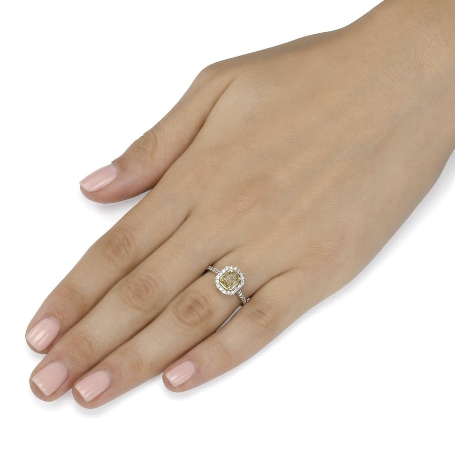 1.40 ct Fancy Intense Yellow Radiant Cut Diamond Engagement Ring - BenzDiamonds