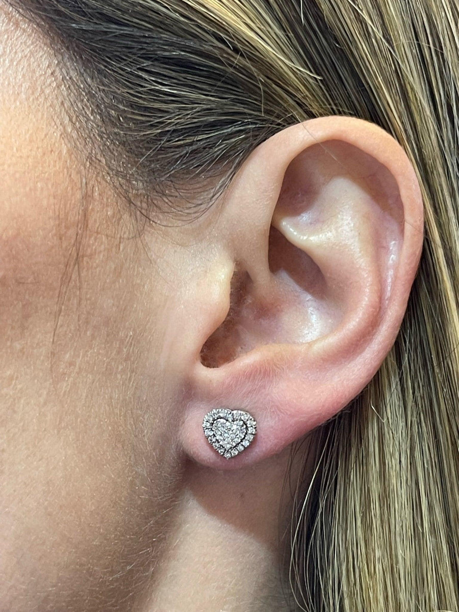 Heart Shaped Diamond Cluster Earrings - BenzDiamonds