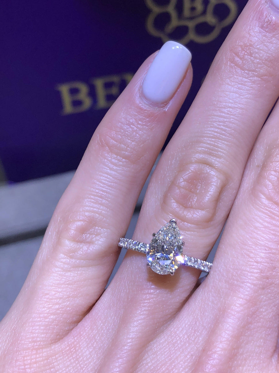 2.05 ct Pear Shaped Diamond Engagement Ring - BenzDiamonds