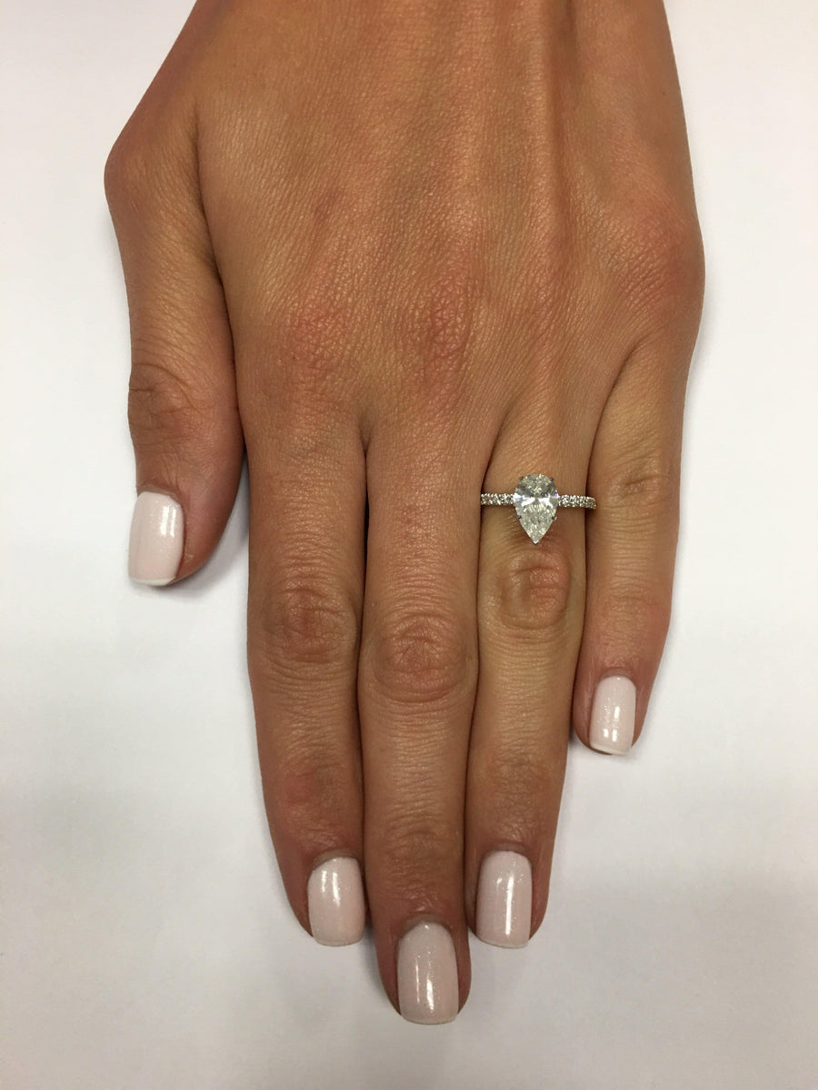 1.85 ct Pear Shaped Diamond Engagement Ring - BenzDiamonds