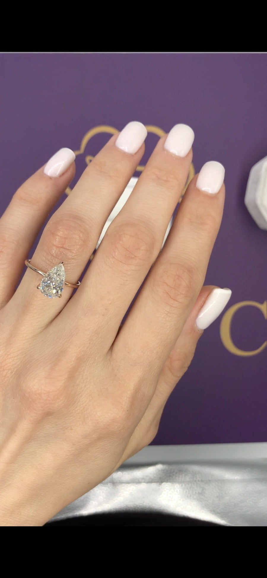 2.15 Carats Pear Shape Hidden Halo Diamond Engagement Ring - BenzDiamonds