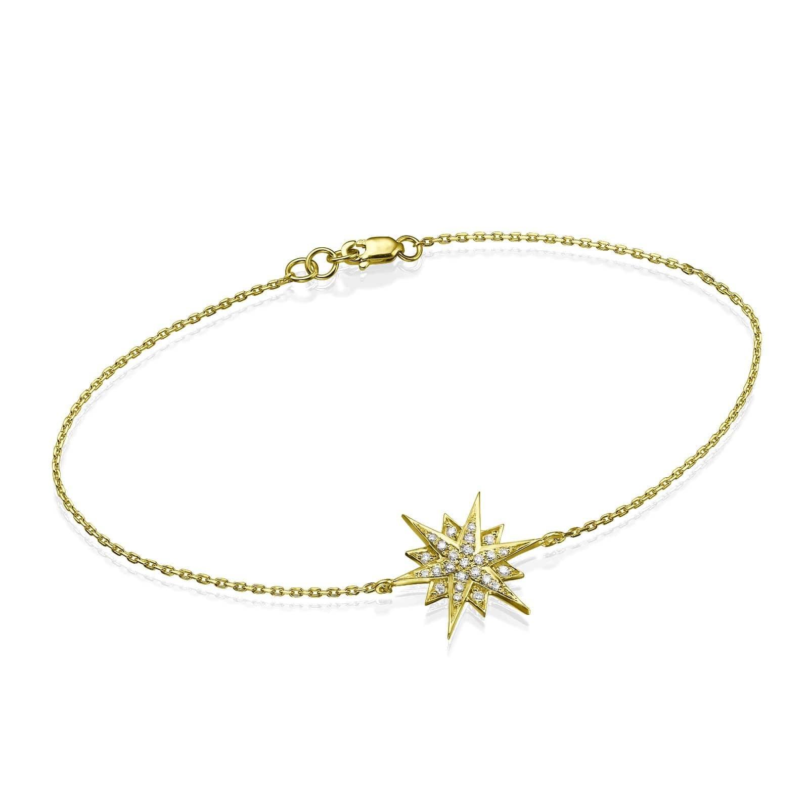 Mid Size Star Diamond Bracelet in 18K Gold - BenzDiamonds