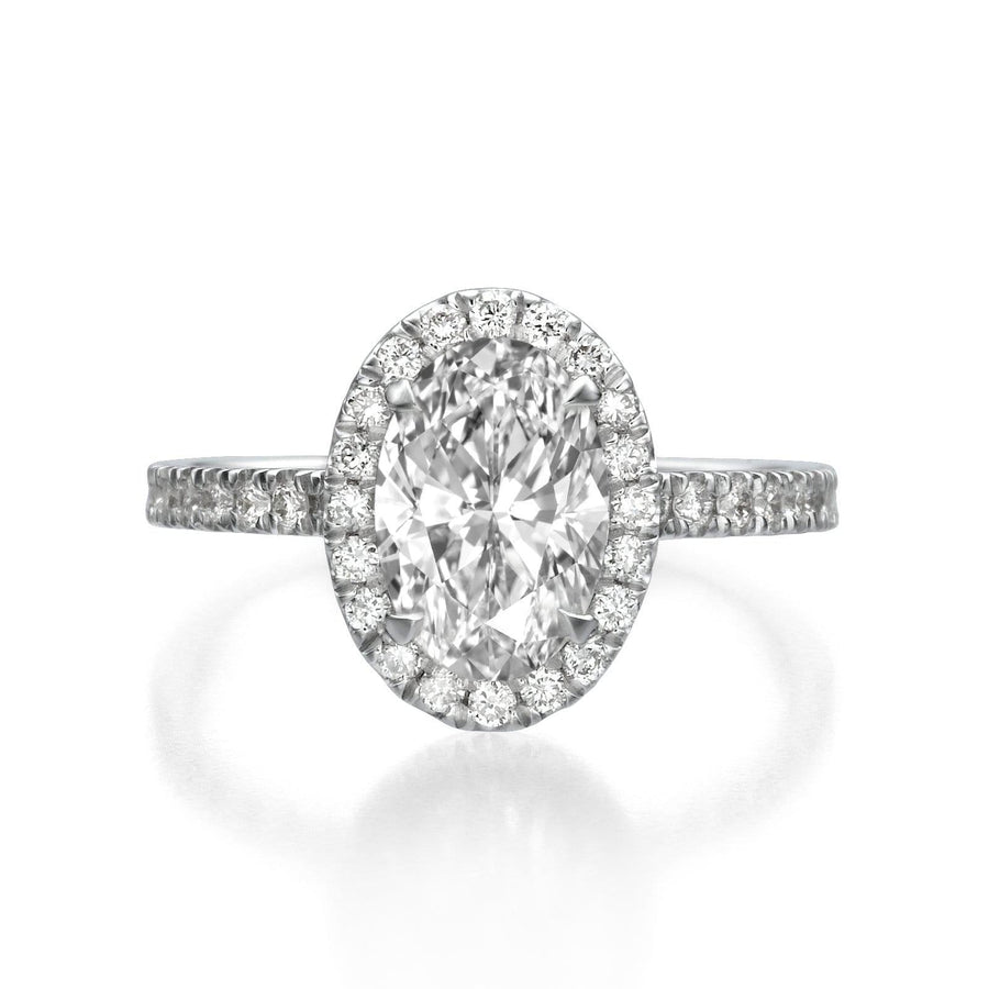 2.27 ct Oval Cut Halo Diamond Engagement Ring - BenzDiamonds