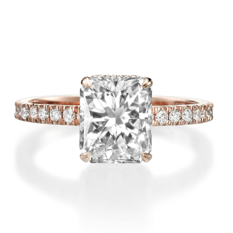 2.50 ct Radiant Cut Diamond Engagement Ring In Rose Gold - BenzDiamonds