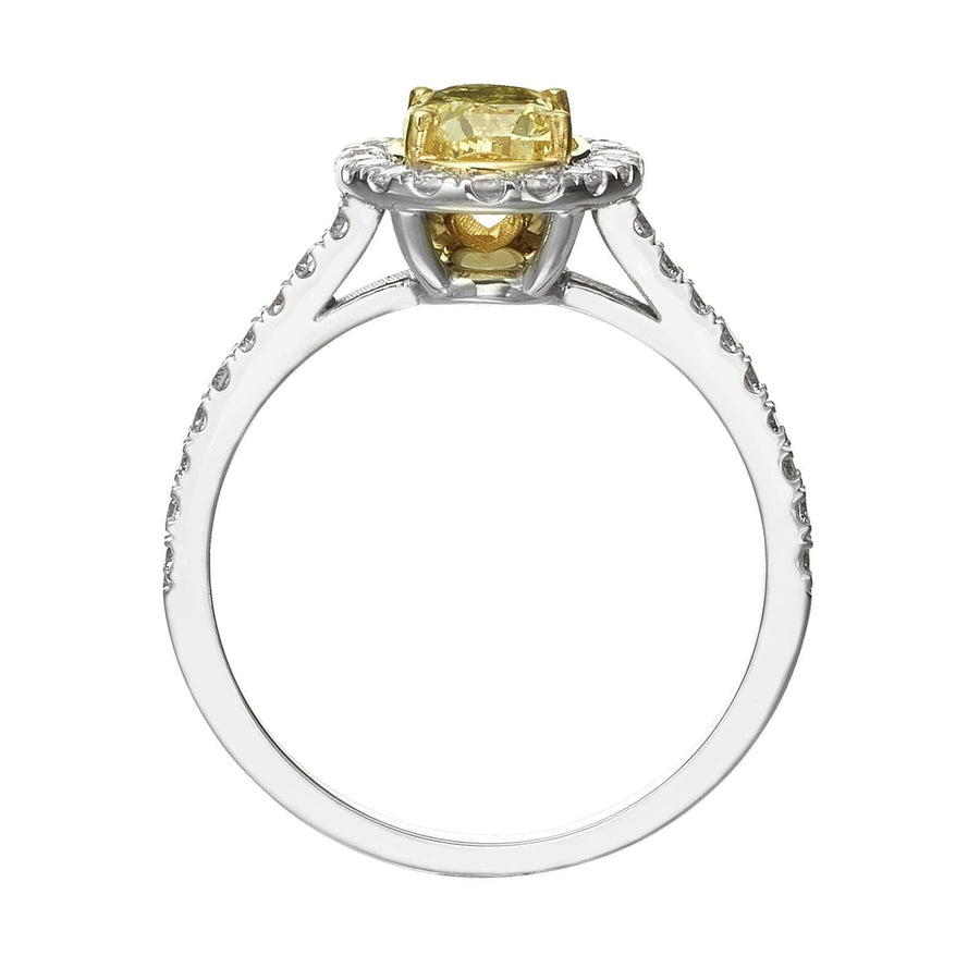 1.55 ct Fancy Yellow Oval Cut Diamond Engagement Ring - BenzDiamonds