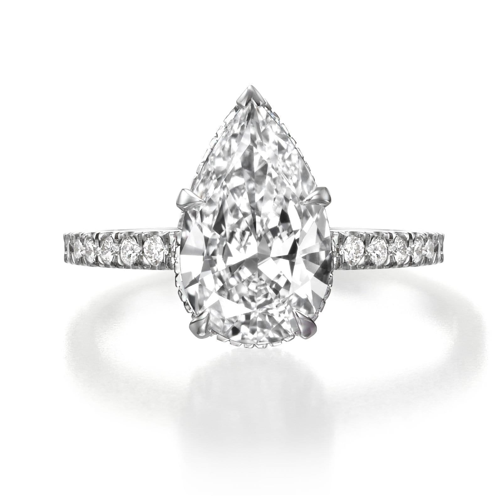 3.20 ct Pear Shaped Diamond Engagement Ring - BenzDiamonds