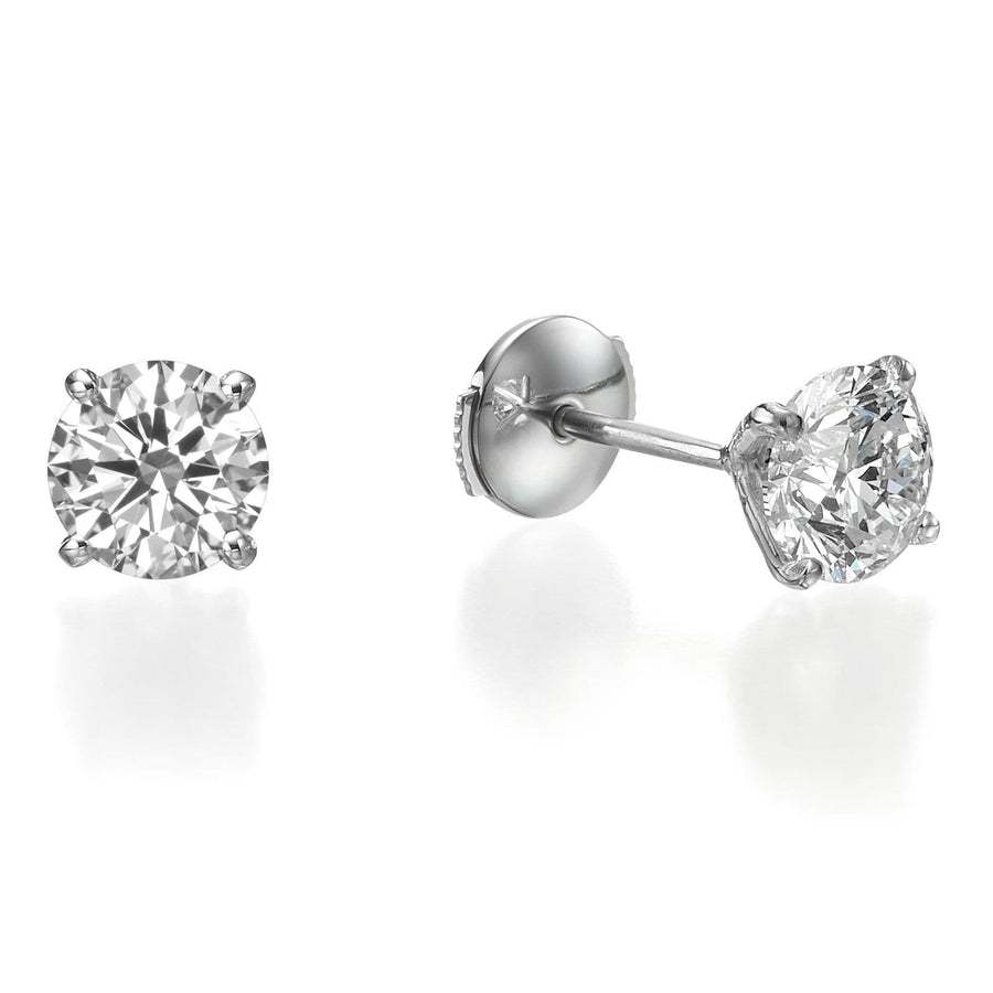 1 ct Round Brilliant Cut Diamond Stud Earrings - BenzDiamonds