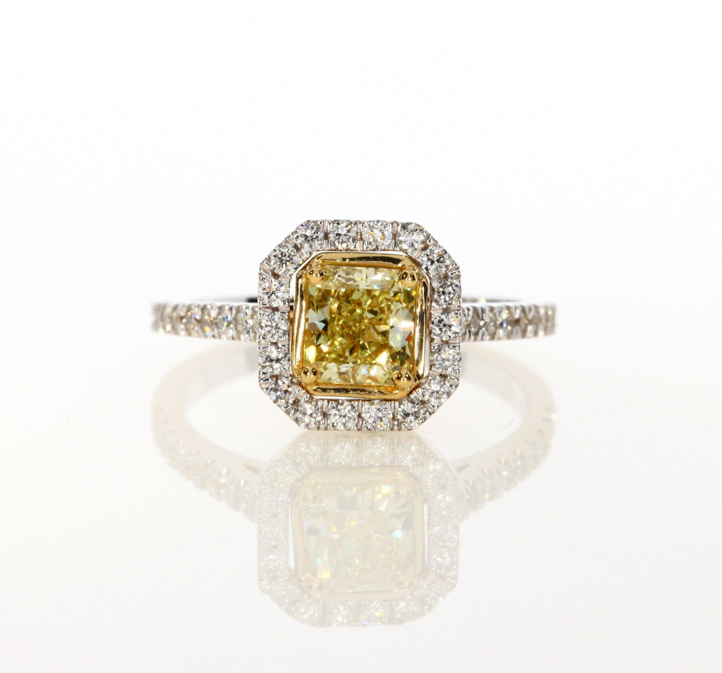 1.37 ct Fancy Yellow Radiant Cut Diamond Engagement Ring - BenzDiamonds