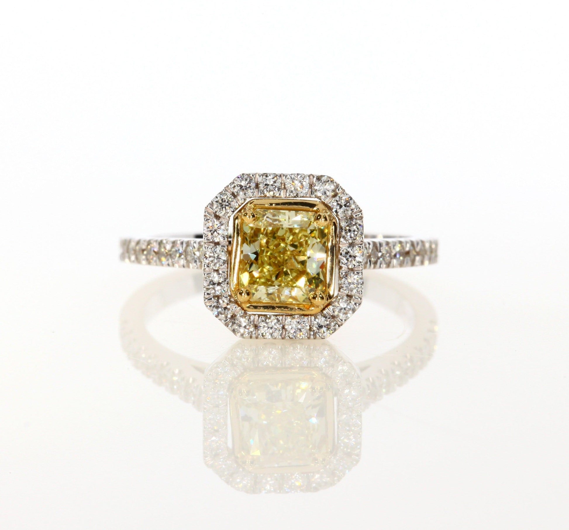1.37 ct Fancy Yellow Radiant Cut Diamond Engagement Ring - BenzDiamonds