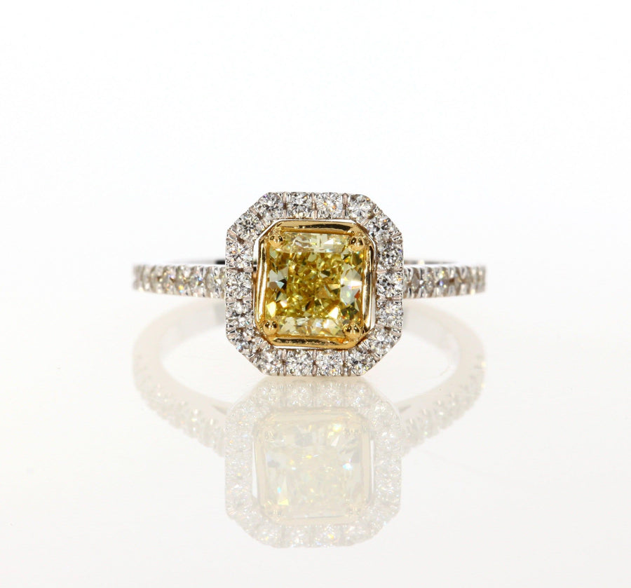 1.37 ct Fancy Yellow Radiant Cut Diamond Engagement Ring - BenzDiamonds