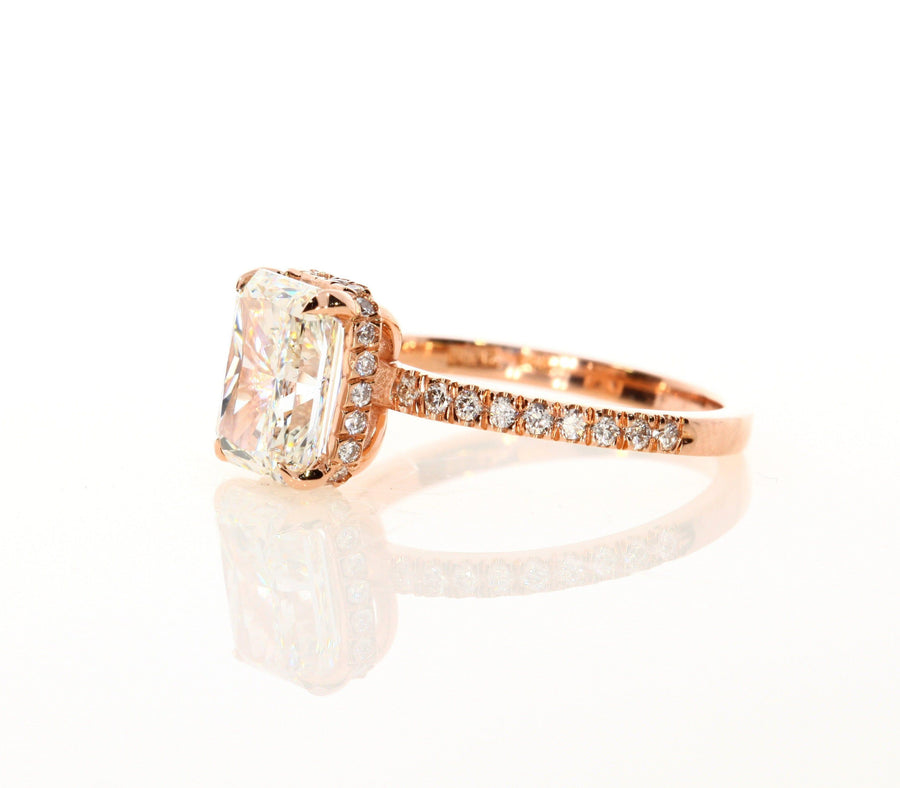 2.60 ct Radiant Cut Diamond Engagement Ring in Rose Gold - BenzDiamonds