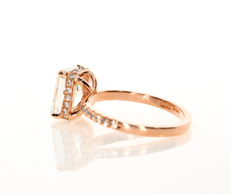 2.60 ct Radiant Cut Diamond Engagement Ring in Rose Gold - BenzDiamonds